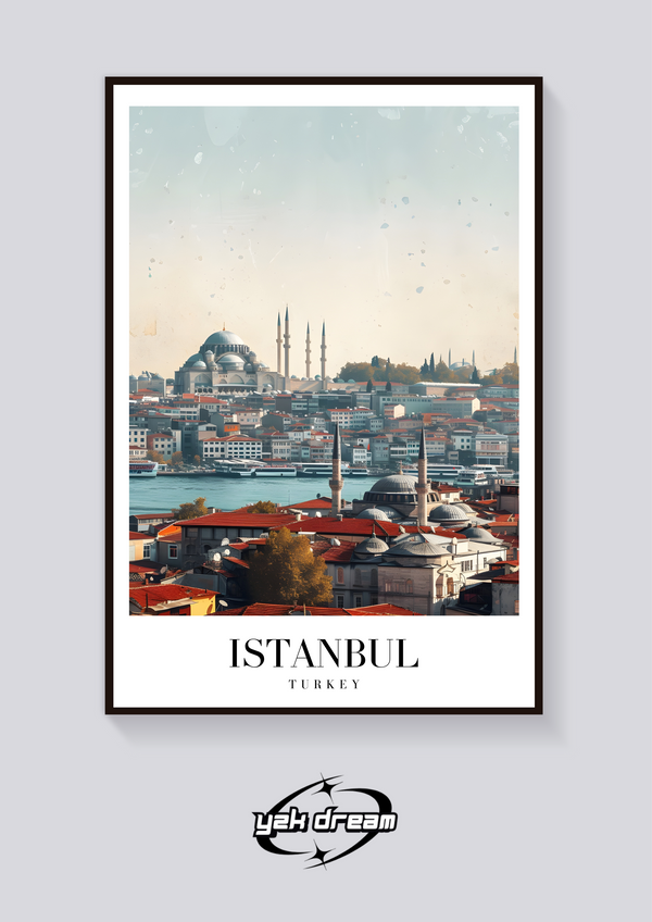 Istanbul Skyline Vintage Poster