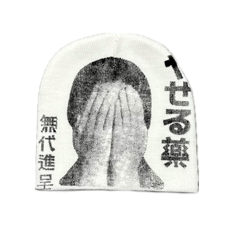 Japanese Y2K Graphic Beanie — vista posteriore