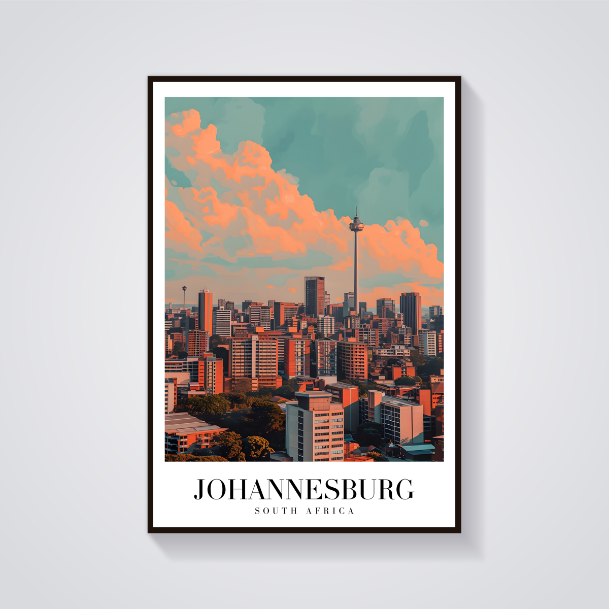 Johannesburg Skyline Vintage Poster — vista frontale