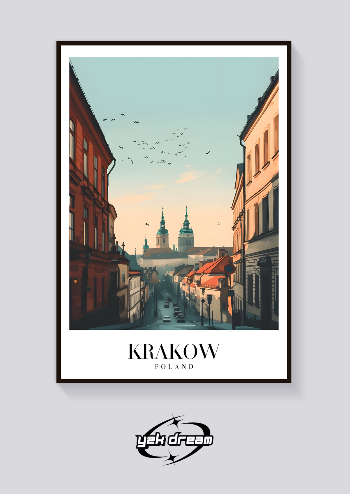Krakow Poland Vintage Travel Poster — vista posteriore