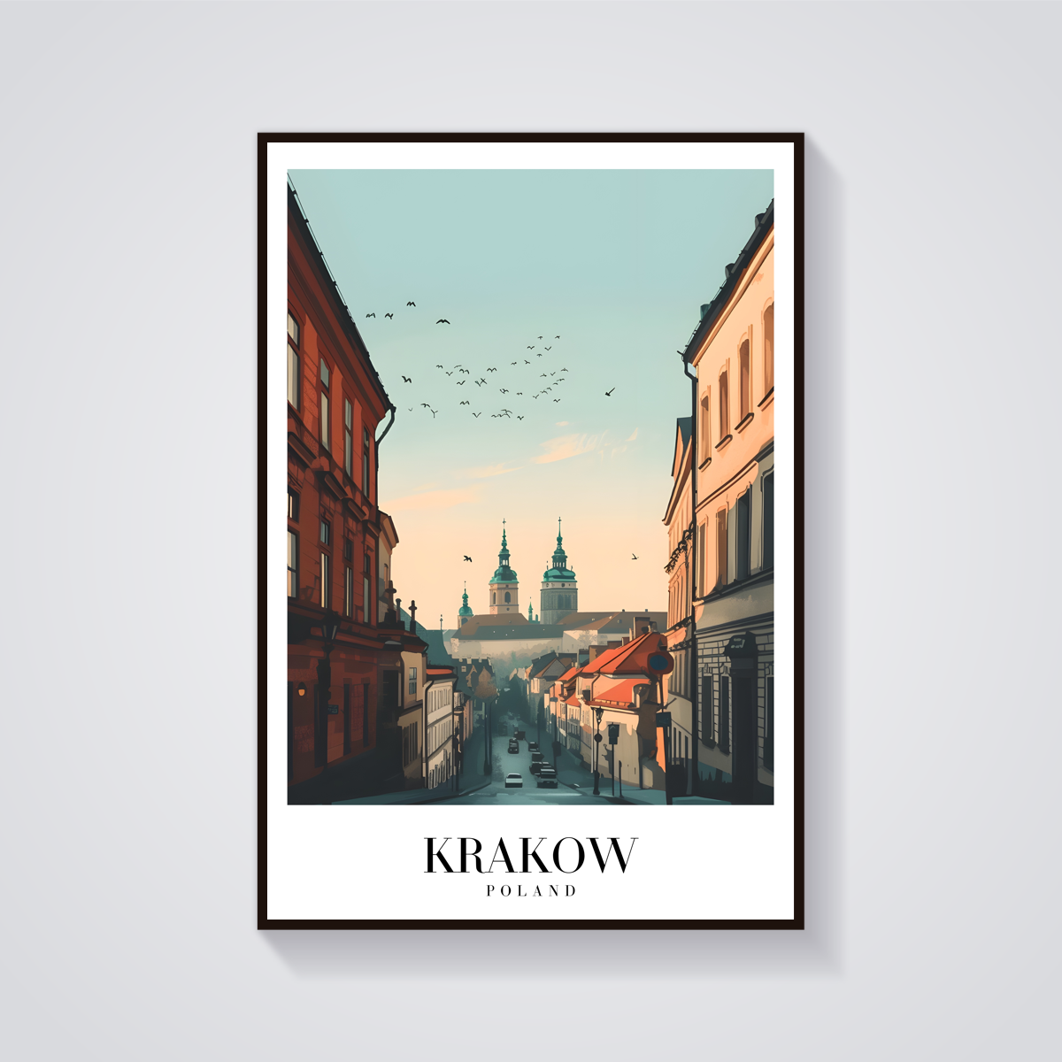 Krakow Poland Vintage Travel Poster — vista frontale