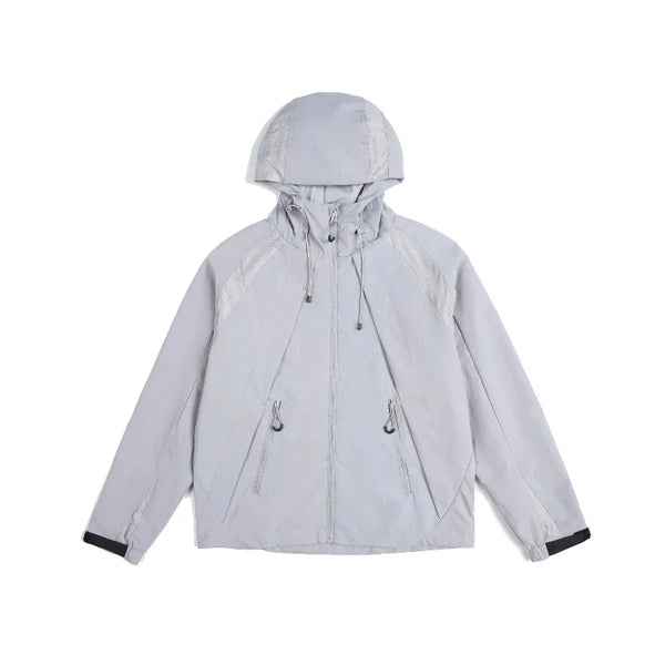 Lightweight Breathable Y2K Hooded Windbreaker Jacket Coat — vista frontale