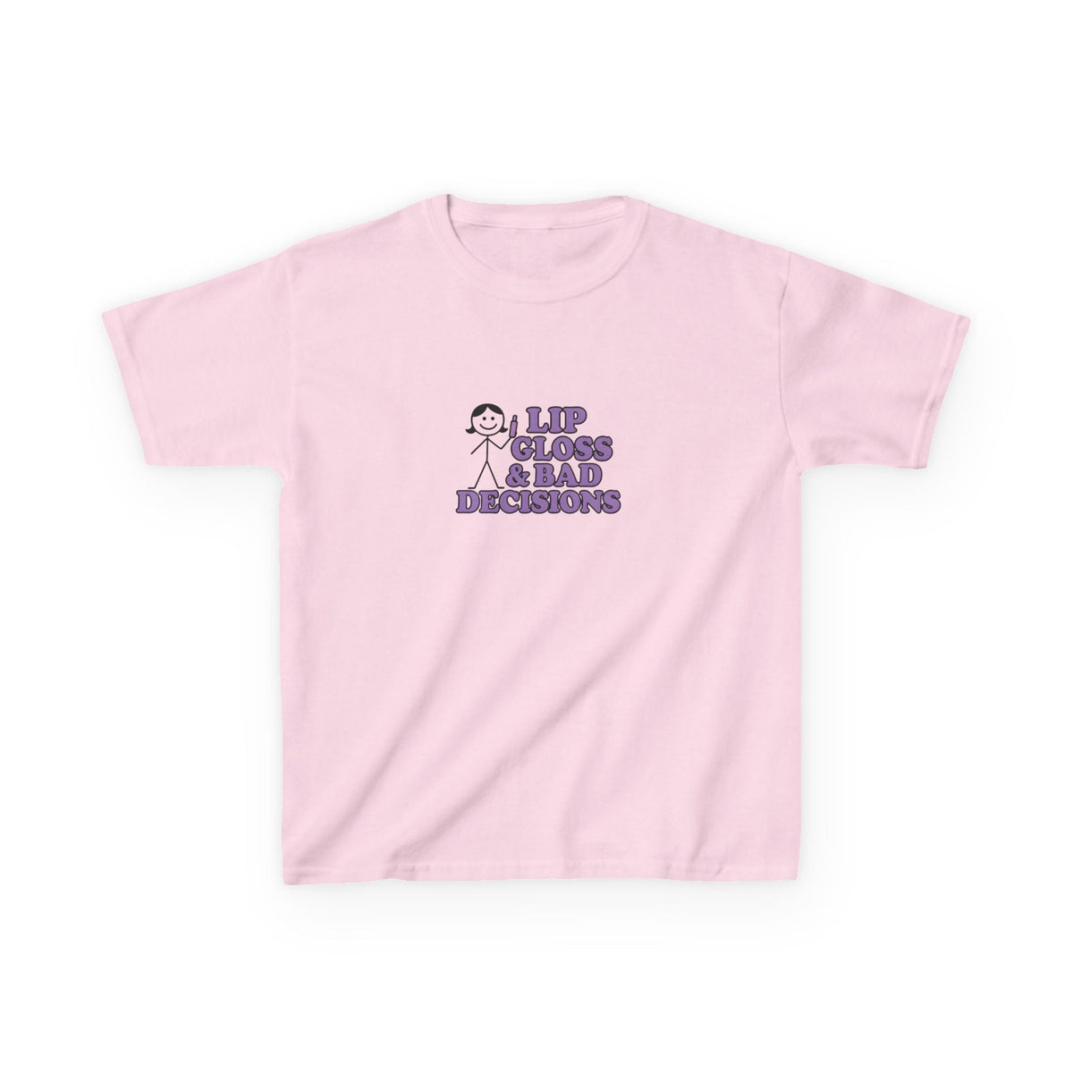 Lip Gloss & Bad Decisions Graphic Baby Tee — dettaglio della stampa
