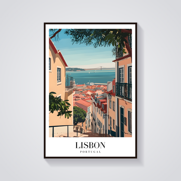 Lisbon Rooftops Vintage Poster — vista frontale