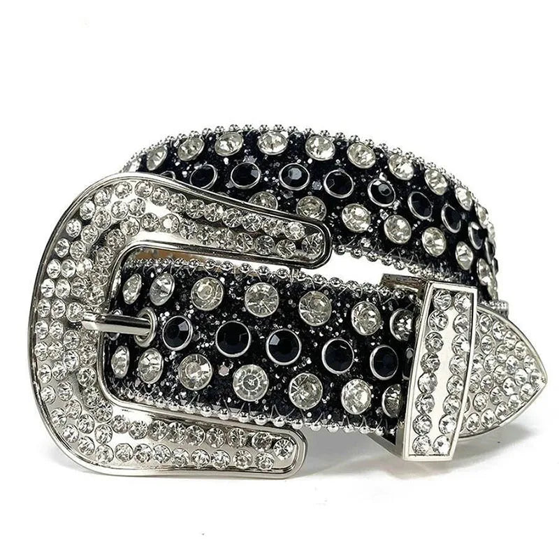 Luxury Rhinestone Y2K Faux Leather Belt — dettaglio del tessuto