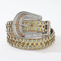 Luxury Rhinestone Y2K Faux Leather Belt — vista frontale