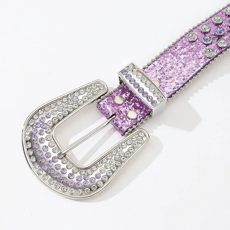 Luxury Rhinestone Y2K Faux Leather Belt — dettaglio della stampa