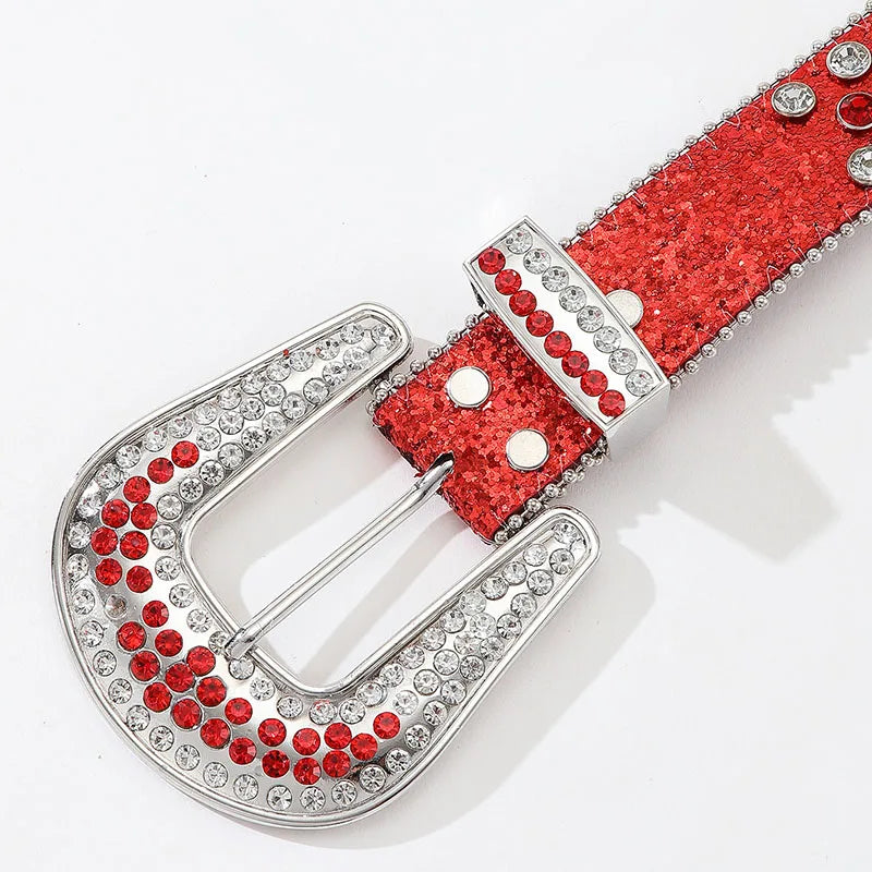 Luxury Rhinestone Y2K Faux Leather Belt — in alternativa