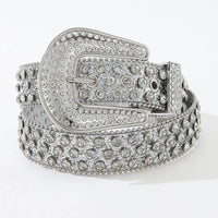 Luxury Rhinestone Y2K Faux Leather Belt — vista posteriore