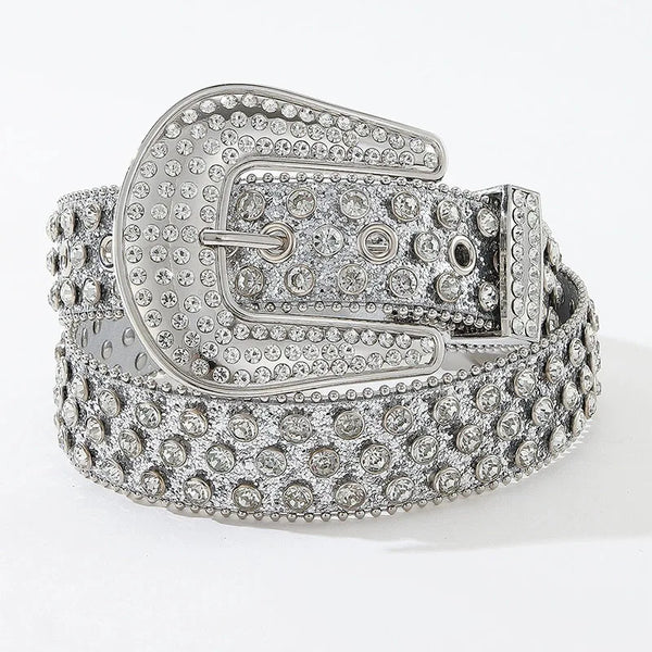 Luxury Rhinestone Y2K Faux Leather Belt