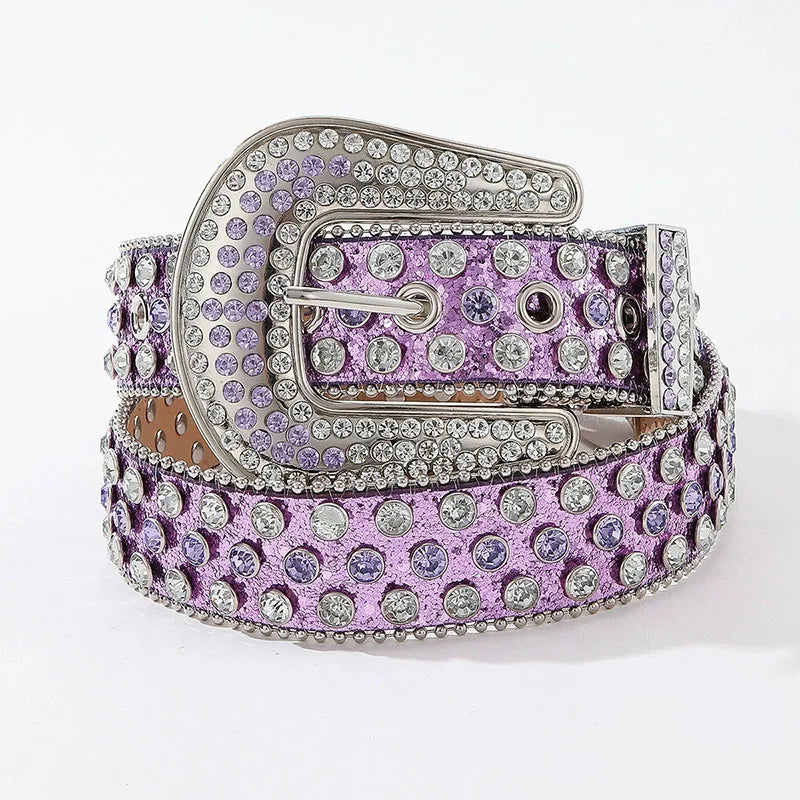 Luxury Rhinestone Y2K Faux Leather Belt — dettaglio