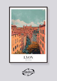 Lyon Street View Vintage Poster — vista posteriore