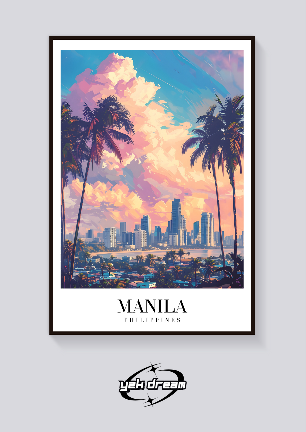 Manila Skyline Vintage Poster — vista posteriore