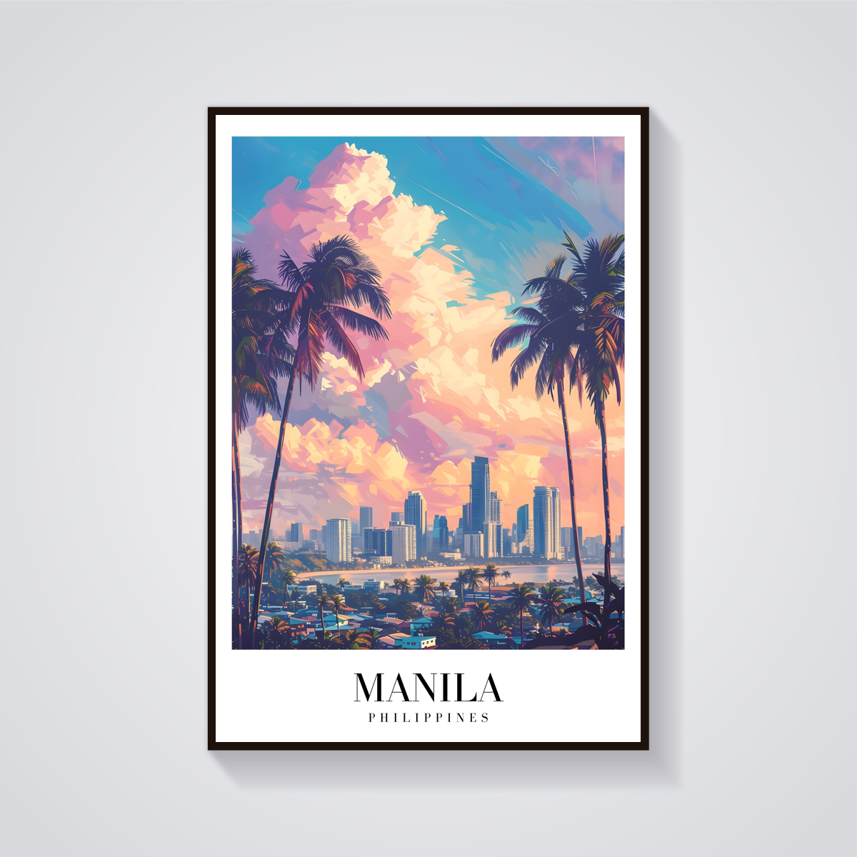 Manila Skyline Vintage Poster — vista frontale