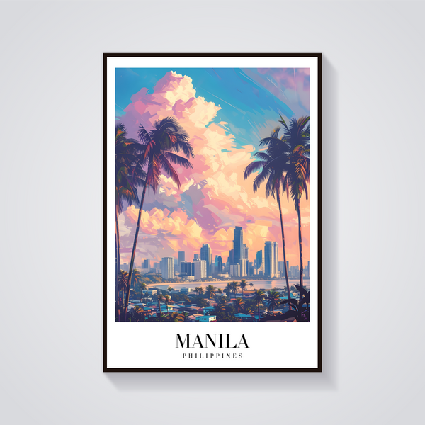 Manila Skyline Vintage Poster — vista frontale
