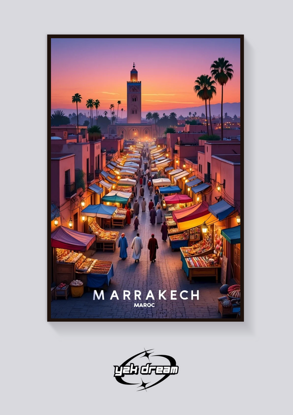 Marrakech Market Sunset Poster