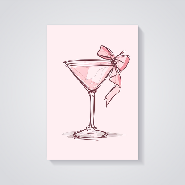 Martini with Pink Bow Poster