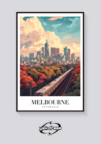 Melbourne Train Vintage Poster — vista posteriore