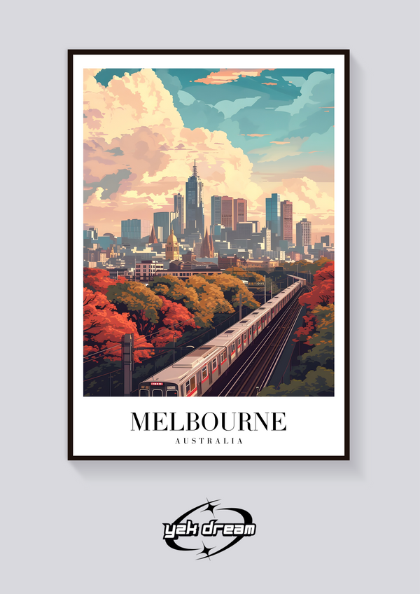 Melbourne Train Vintage Poster