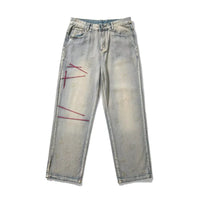 Mens Baggy Straight Leg Distressed Y2K Jeans — vista frontale
