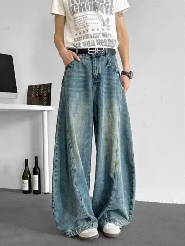 Mens Y2K Baggy Jeans Wide Leg Jeans — vista frontale