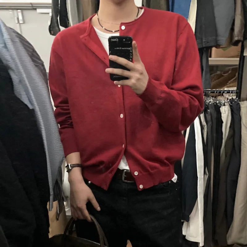 Mens Y2K Button Up Cardigan Sweater — dettaglio