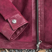Mens Y2K Turn Down Collar Patchwork Rivet Faux Leather Jacket — in alternativa