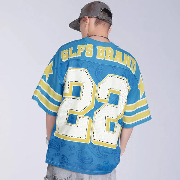 Mesh Oversized Y2K "22" Football Jersey — vista frontale