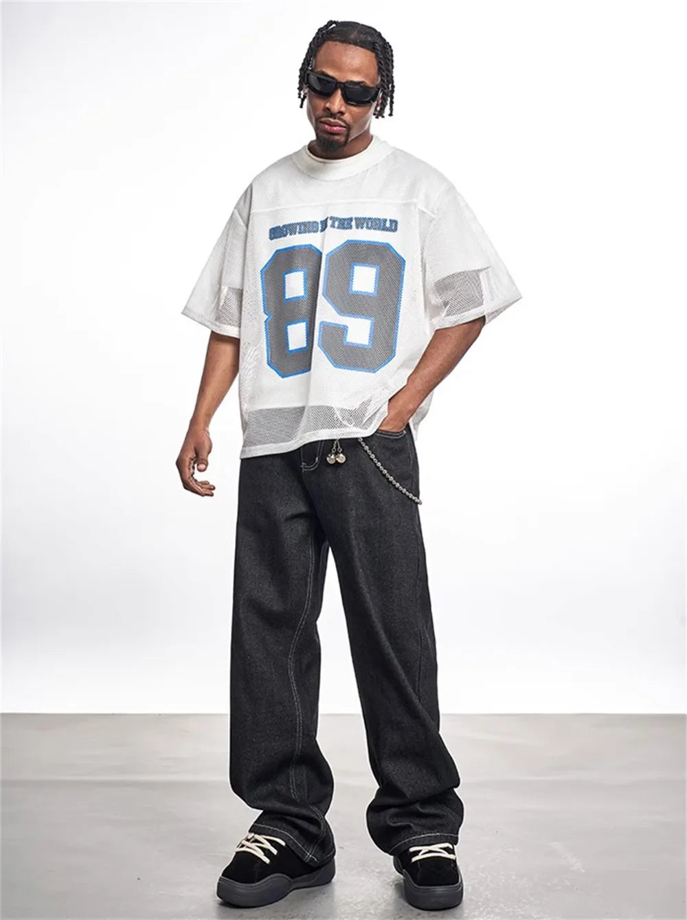 Mesh Short Sleeve Y2K Classic Football Jersey — vista laterale
