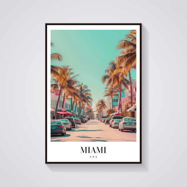 Miami Palm Beach Vintage Poster — vista frontale