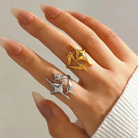 Minimalist Y2K Metal Star Open Ring — dettaglio