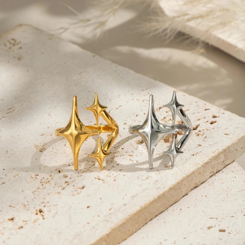 Minimalist Y2K Metal Star Open Ring — dettaglio della stampa