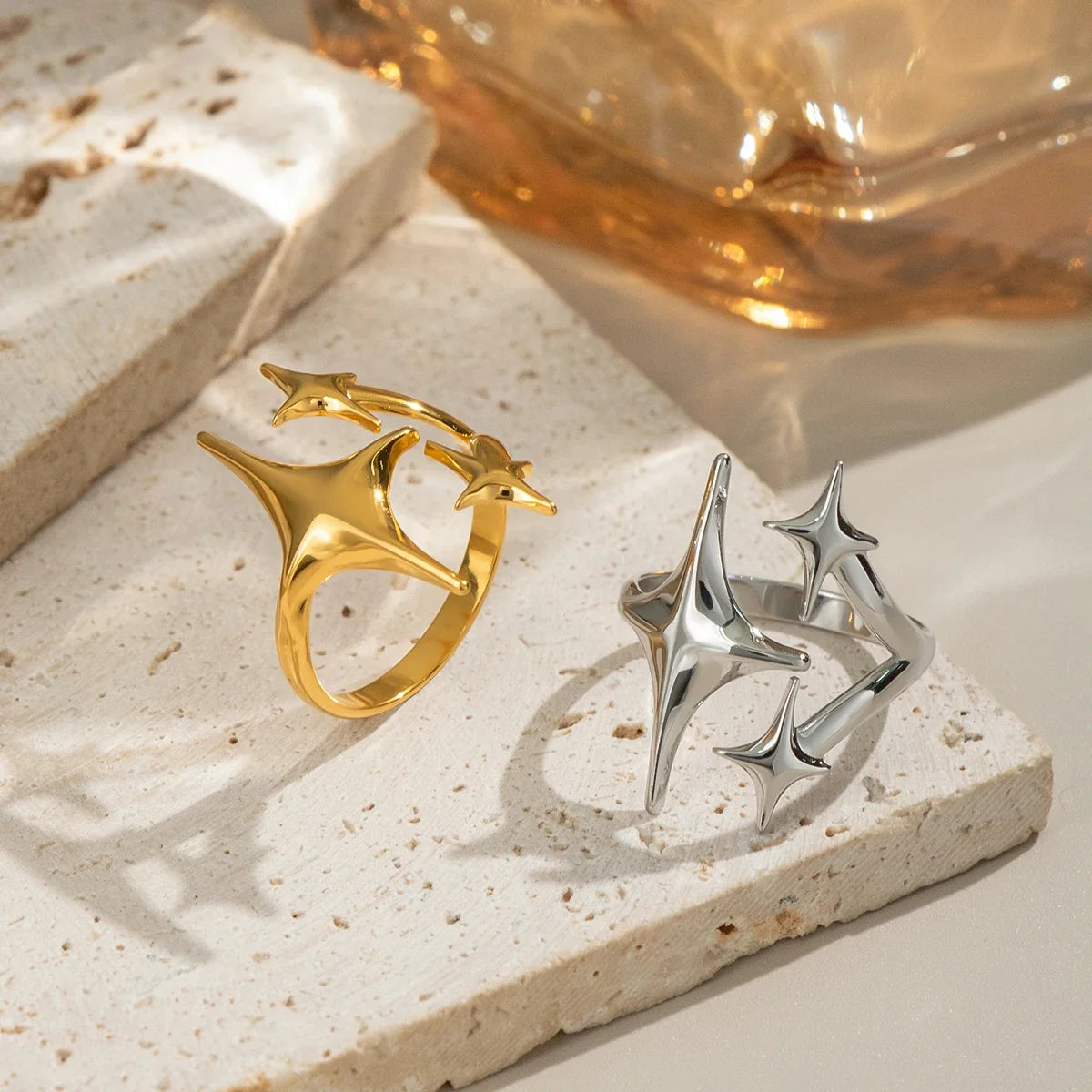 Minimalist Y2K Metal Star Open Ring — in alternativa