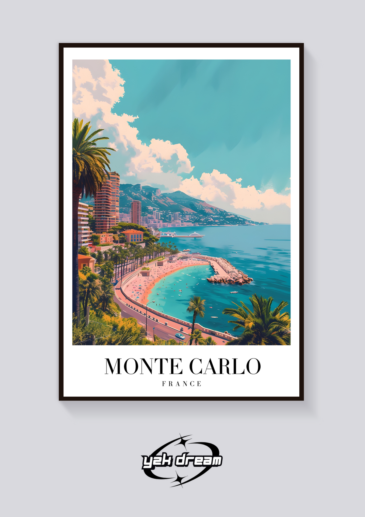 Monte Carlo Beach Vintage Poster — vista posteriore