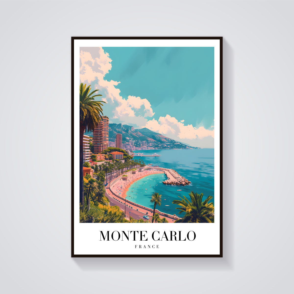 Monte Carlo Beach Vintage Poster — vista frontale