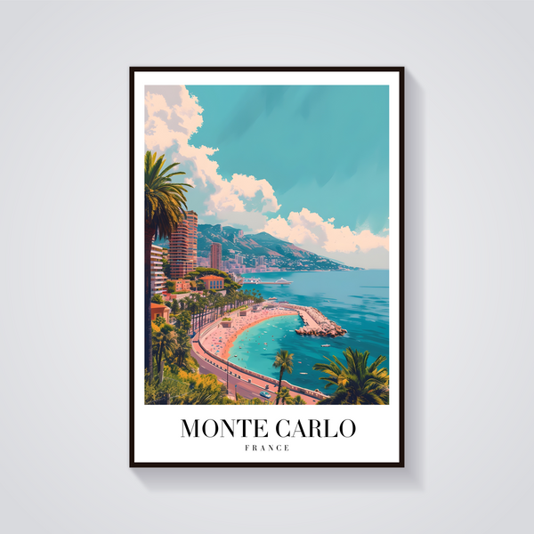 Monte Carlo Beach Vintage Poster — vista frontale