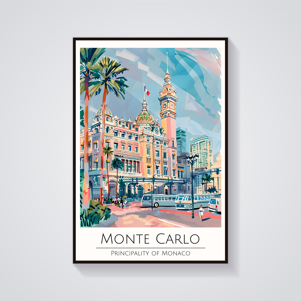 Monte Carlo Casino Retro Poster — vista frontale