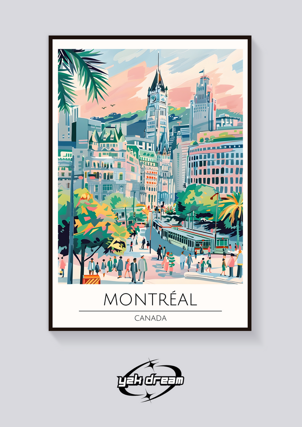 Montreal Skyline Art Deco Poster