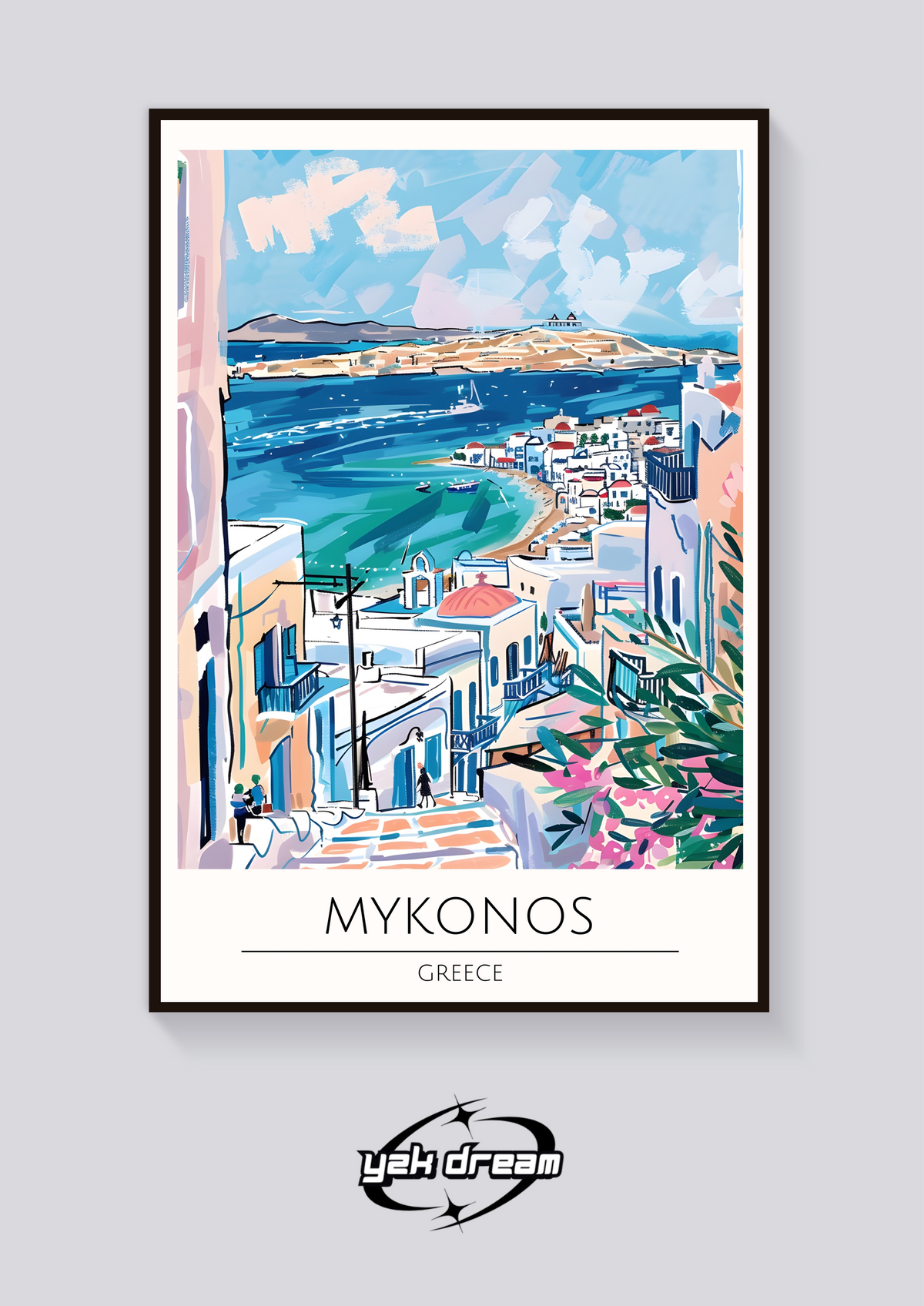 Mykonos Townscape Poster — vista posteriore