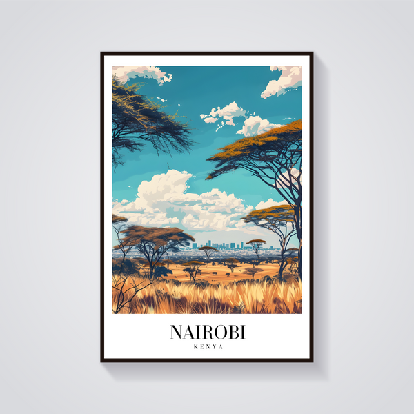 Nairobi Skyline Vintage Travel Poster — vista frontale