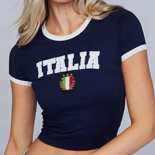 Navy Italia Crop Top — vista frontale