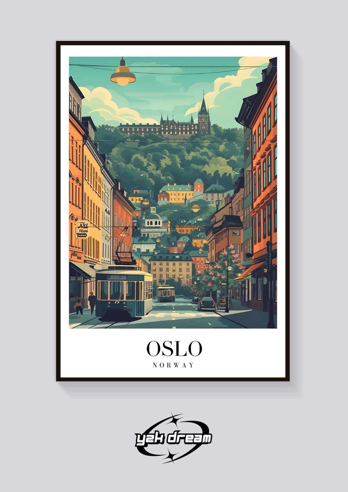 Oslo Tram Vintage Poster — vista posteriore