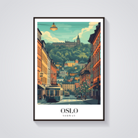 Oslo Tram Vintage Poster — vista frontale