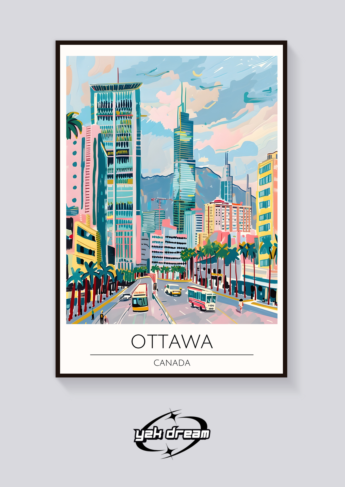 Ottawa Cityscape Art Deco Poster — vista posteriore