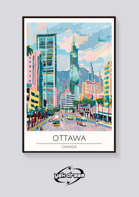 Ottawa Cityscape Art Deco Poster — vista posteriore