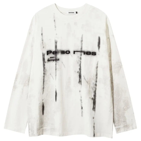 Oversized Grunge Y2K Graphic Long Sleeve Top — vista frontale