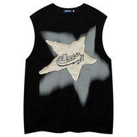 Oversized Star Patchwork Y2K Tank Top — vista frontale