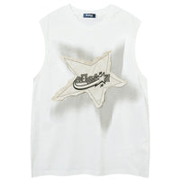 Oversized Star Patchwork Y2K Tank Top — vista posteriore