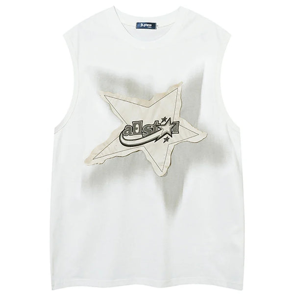 Oversized Star Patchwork Y2K Tank Top