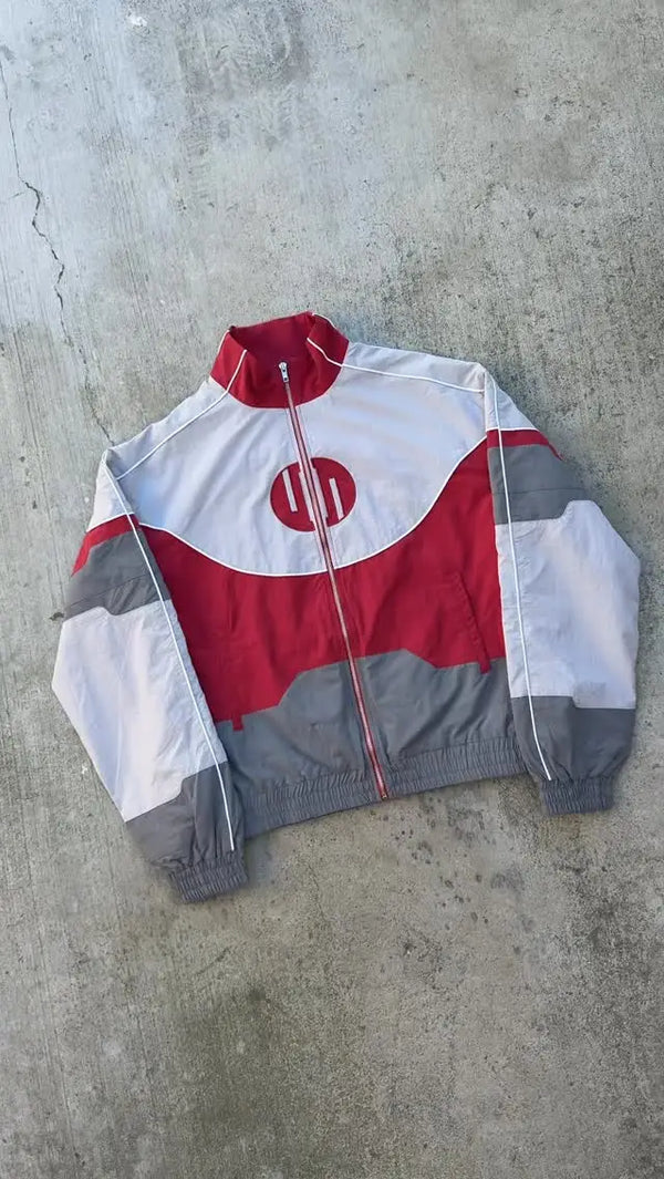 Oversized Y2K Block Spliced Windbreaker Bomber Jacket